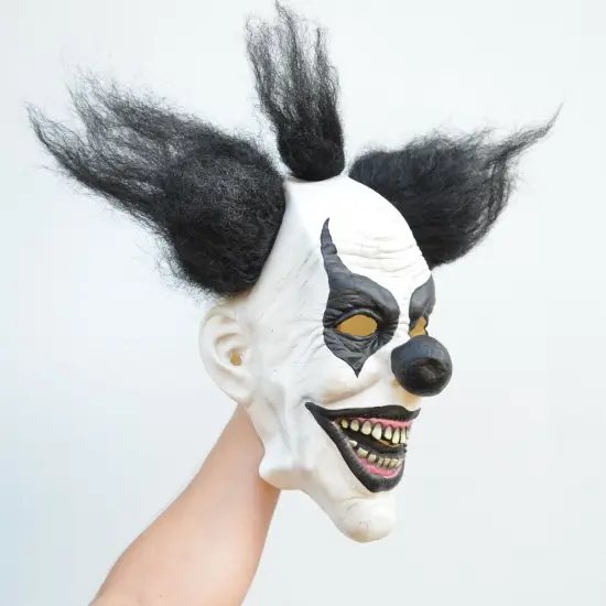 Kitcheniva Scary Halloween Clown Mask With Hair Black & White {2}