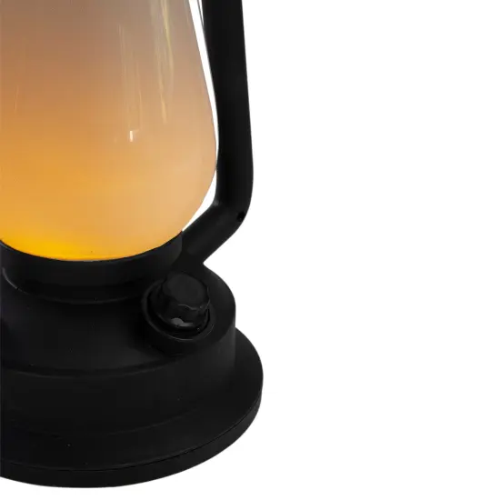Northlight 12" Black Battery Operated Faux Flame LED Hurricane Lantern White {5}