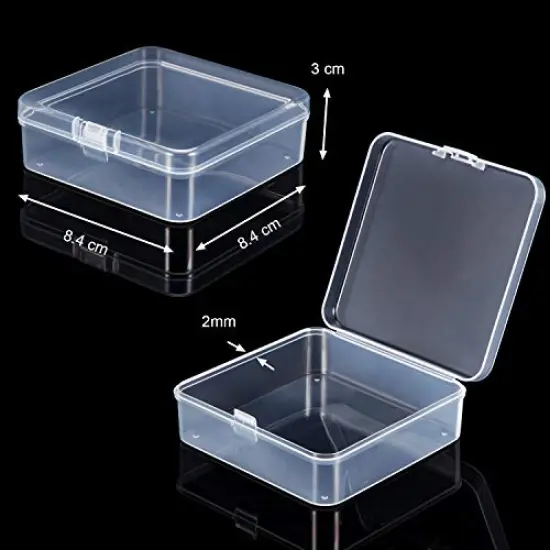 24 Packs Small Clear Plastic Beads Storage Containers Box with Hinged Lid for Storage of Small Items, Crafts, Jewelry, Hardware, 3.3 x 3.3 x 1.2 in {6}