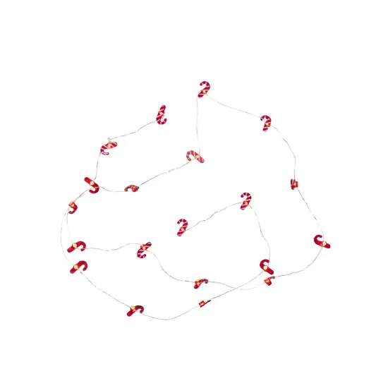 Northlight LED Candy Cane Christmas Fairy Lights - 6.5' Silver Wire - 20ct Red {6}