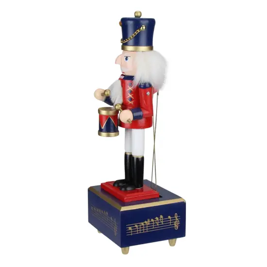 Northlight Nutcracker Drummer Animated and Musical Christmas Figure - 12" - Red and Navy {5}