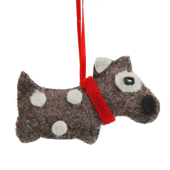 Northlight 3.75" Brown and White Polka Dot Plush Dog Hanging Christmas Ornament {4}
