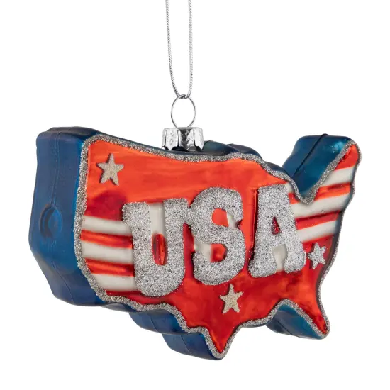 Northlight 4.25" Americana USA Glass Christmas Ornament Red {4}