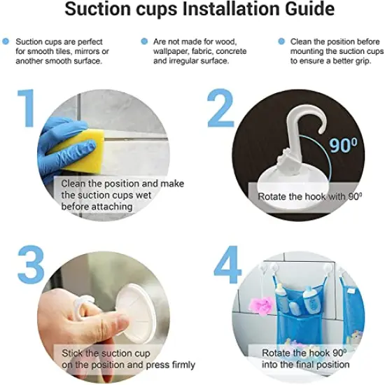 2 x Mesh Bath Toy Organizer + 6 Ultra Strong Hooks – The Perfect Bathtub Toy Holder & Bathroom or Shower Caddy – These Multi-use Net Bags Make Baby Bath Toy Storage Easy – For Kids & Toddlers {2}