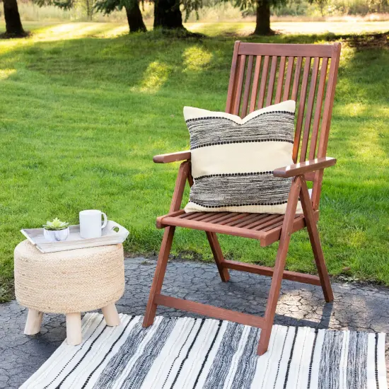 Northlight 20" Black and Cream Textured Block Handloom Woven Outdoor Square Throw Pillow {3}