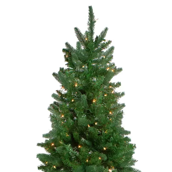 Northlight Real Touch&trade; Pre-Lit Artificial Altoona Pine Slim Christmas Tree - 7' - Clear Lights Green {4}