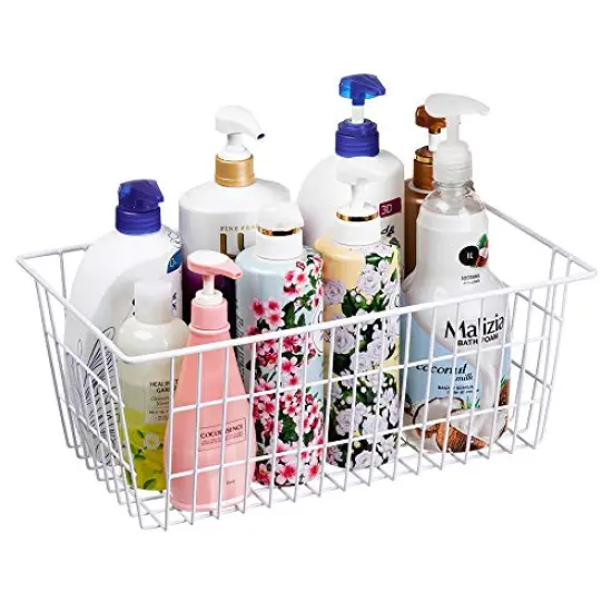 SANNO Freezer Baskets Wire Storage Baskets Closet Baskets Bin Farmhouse Organizer Storage Bins Organization Storage for Home, Office, Bathroom, Pantry -Set of 2, 15.7" {3}