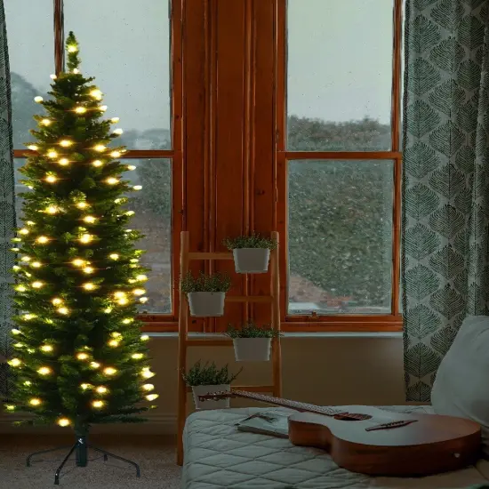 Slim Pencil Christmas Tree Prelit Clear LED - Artificial - HOLIDAY TREE {5}