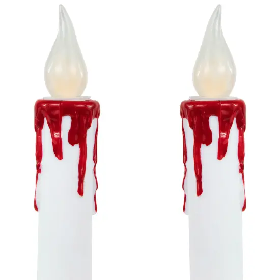 Northlight LED with Timer Dripping Blood Halloween Taper Candles - 9" - Set of 2 White {5}