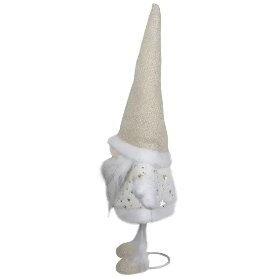 Northlight Gnome with Stars and Faux Fur Sweater Christmas Decoration - 17" - White and Cream Ivory {4}