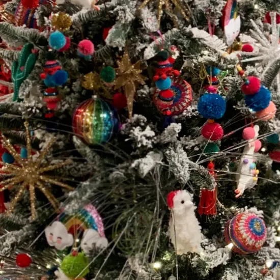 Northlight 10.25" Sky Blue and Pink Pom-pom Hanging Christmas Ornament Multi {4}