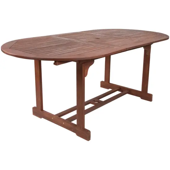 Northlight Oval Outdoor Expanding Acacia Wood Folding Patio Dining Table Brown {4}