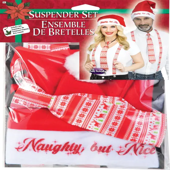 Northlight 3pc Red and White Reindeer Holly Day Christmas Suspender Kit - One Size Fits Most {3}