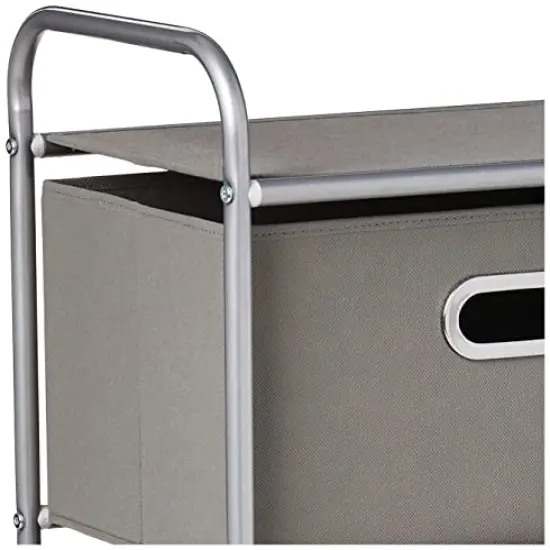 3 Drawer Rolling Cart - Gray CRT-06248 Grey 11.5 in L x 16.125 in W x 35.5 in H (29.2 cm L x 41 cm W x 90.2 cm H) {4}