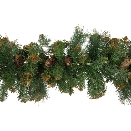 Northlight Pre-Lit Yorkville Pine Glittered Artificial Christmas Garland - 9' x 10" - Clear Lights Green {4}