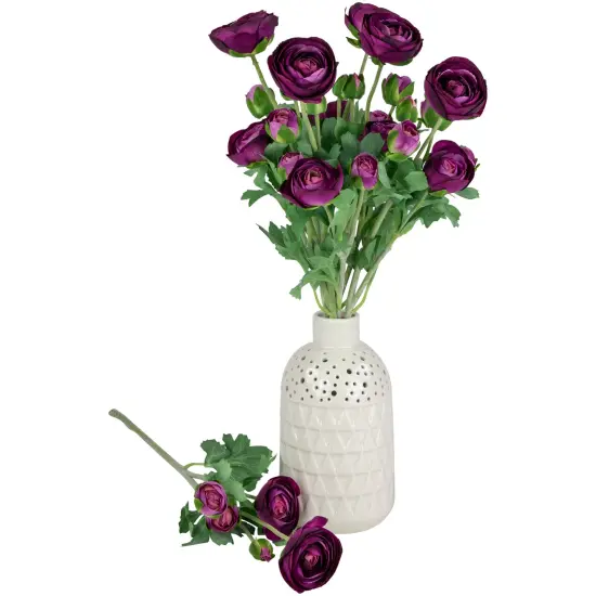 Northlight Real Touch&trade; Light Plum Purple Ranunculus Artificial Floral Sprays, Set of 6 - 21" {6}