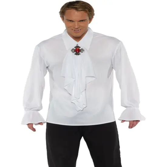 Men's White Sinister Vampire Count Costume Shirt {1}