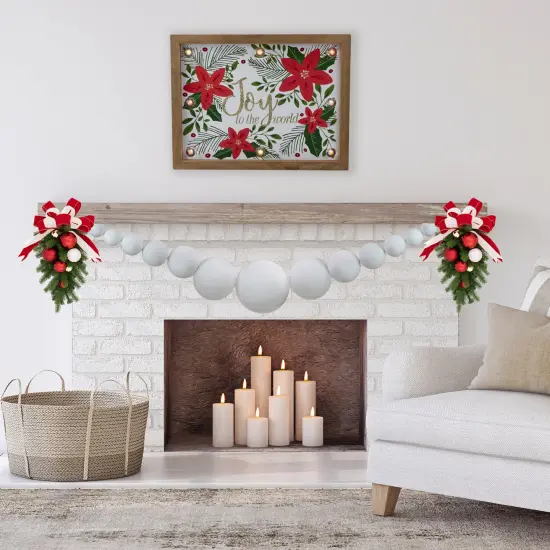 Northlight 6' White Shiny and Matte Shatterproof Ball Christmas Swag {4}