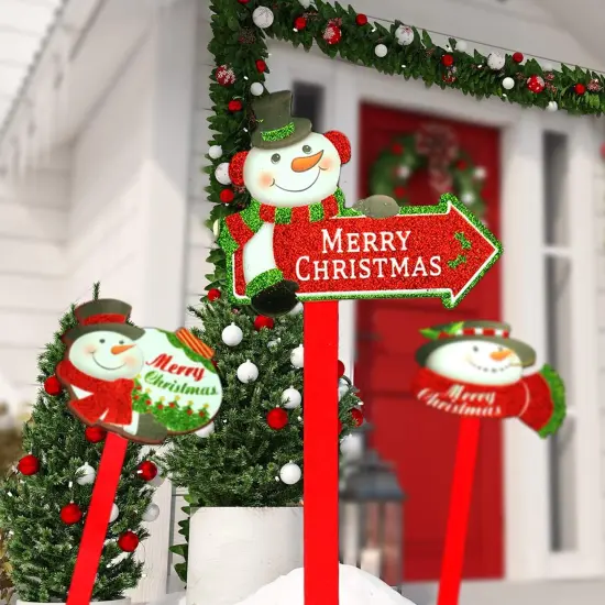 Big Mo's Toys Yard Stakes - Holiday Outdoor Snowman Decorations Lawn Signs For Christmas - 8 Pieces {3}
