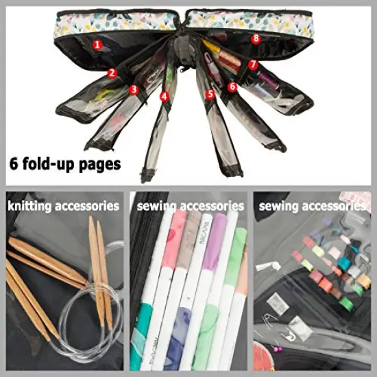 PACMAXI Sewing Accessories Storage Bag, Knitting, Craft Tools and Accessories Organizer, Roomy Carrying Bag for Sewing Tools and Accessories (Flower with Beige Background) {5}