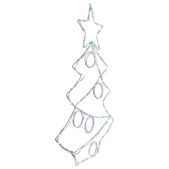 Northlight 28" LED Lighted Christmas Tree with Ornaments Window Silhouette White {4}