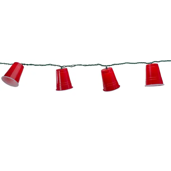 Dennis East Party Cup Summer Novelty String Lights - 6 ft Green Wire - 10ct Red {4}