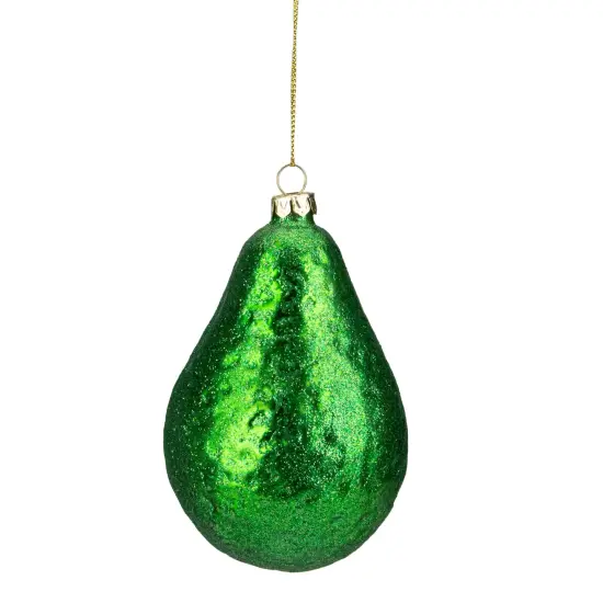Northlight 4.5" Green and Yellow Glass Avocado Christmas Ornament {7}