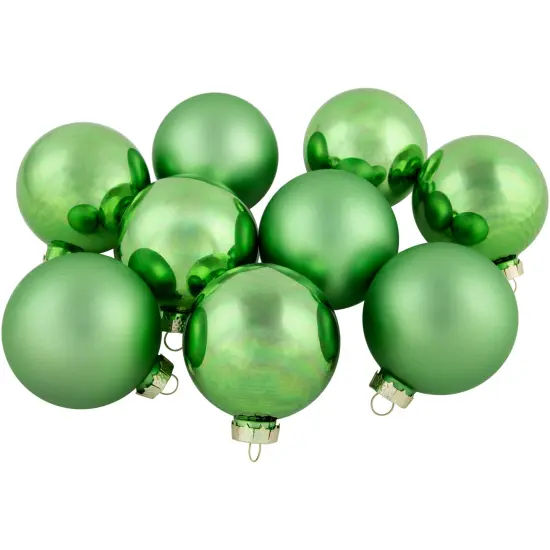 Northlight 2-Finish Glass Christmas Ball Ornaments - 2.5" (65mm) - Pistachio Green - 9ct {1}
