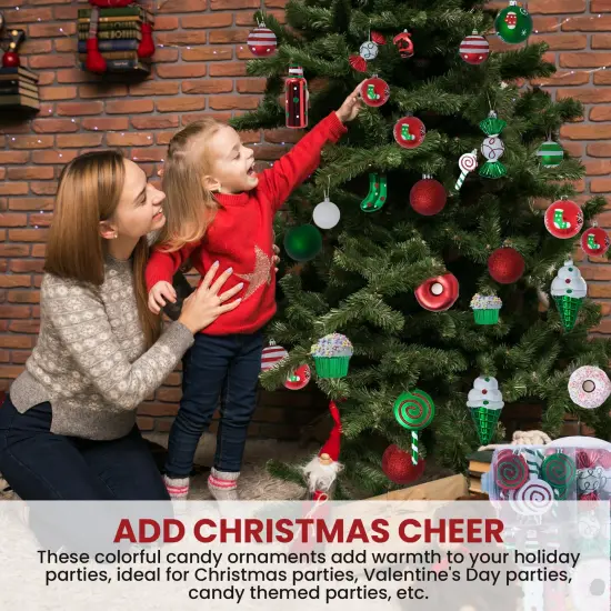 R N' D Toys Candycane Ornament Set &ndash; Christmas Candy Cane Shatterproof Balls and Candy Hanging Ornaments for Indoor or Outdoor Christmas Tree, Holiday Party, Home D&eacute;cor - 82 Piece Set (Red, Green & White) {3}