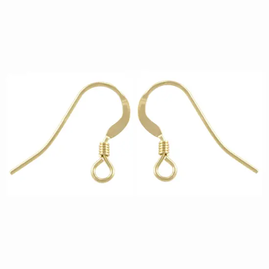 JewelrySupply Gold Filled Flat Wire Earrings with Secorative Spring Wrap (1 Pair of Gold Filled Earrings) {1}