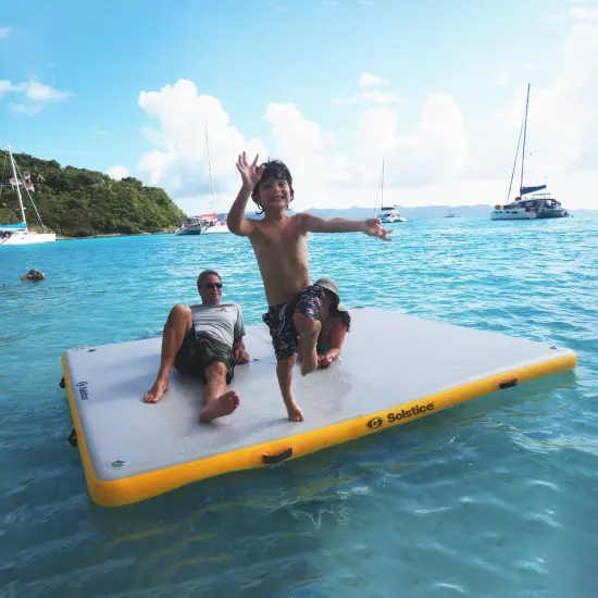 Swim Central Inflatable Private Solstice Drop Stitch Lake Dock Raft - 10' - White and Yellow {3}