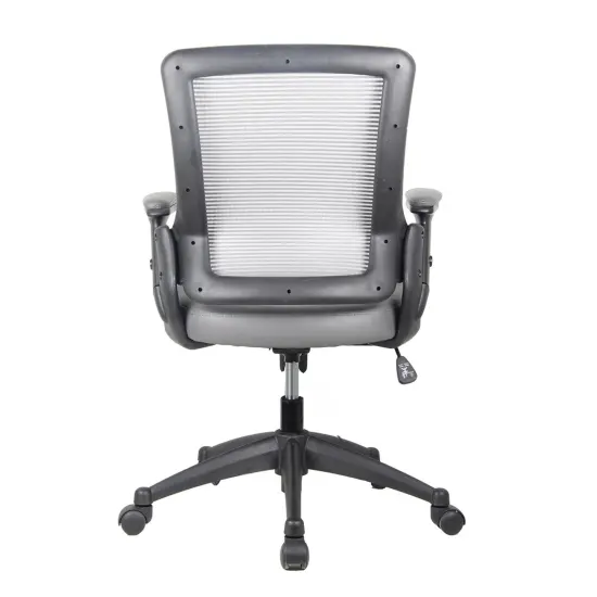 Techni Office Solutions 34" Gray and Black Mid-Back Mesh Task Office Chair with Height Adjustable Arms {4}