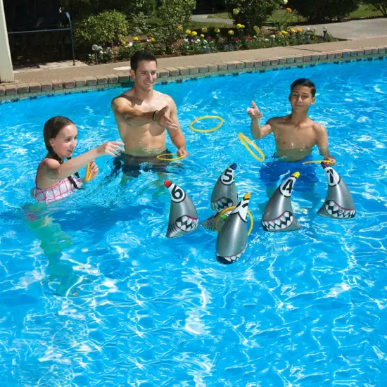 Swim Central Set of 6 Silver Ring Toss Swimming Pool and Backyard Game 11" {4}