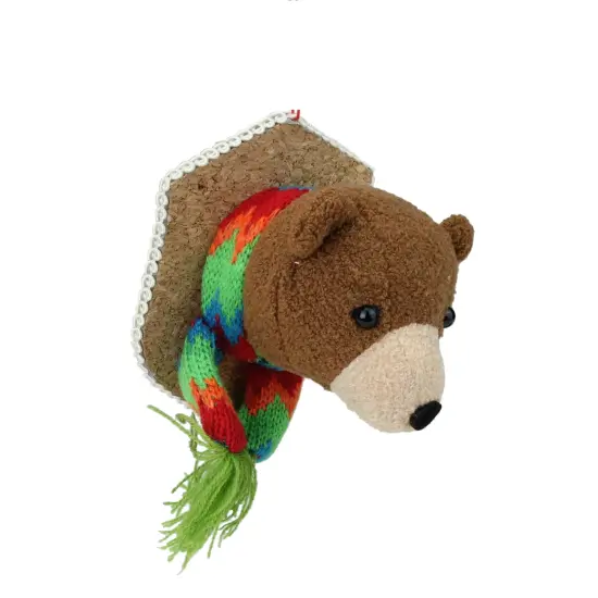 Northlight Stuffed Bear Head Christmas Ornament - 5" - Brown {4}