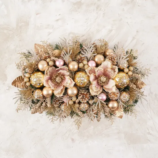 Christmas Centerpiece - Gold - 28" Magnolia Glamour Arrangement {5}