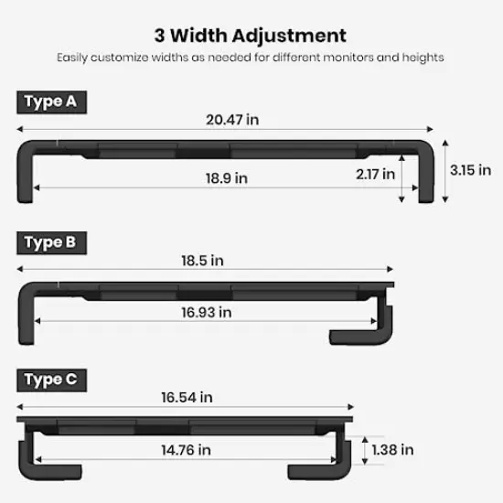 Monitor Stand Riser, Klearlook Foldable Computer Monitor Riser,Height Adjustable Computer Stand, Desk Shelf Riser with Storage Drawer & Tablet Phone Stand for Computer, Desktop, Laptop (Black) {3}
