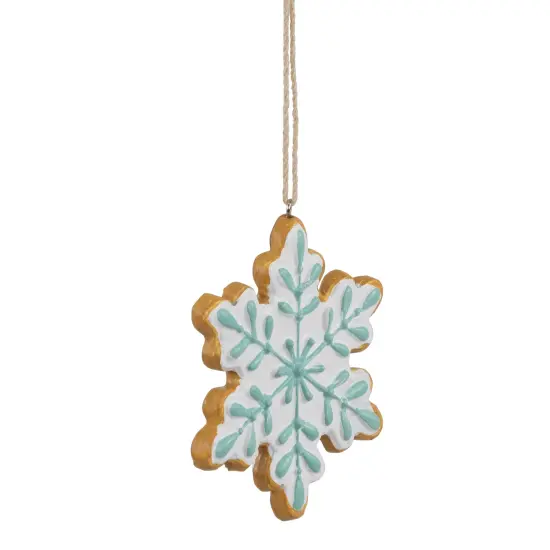 Northlight Frosted Snowflake Cookie Christmas Ornament - 3.75" - White and Green {5}