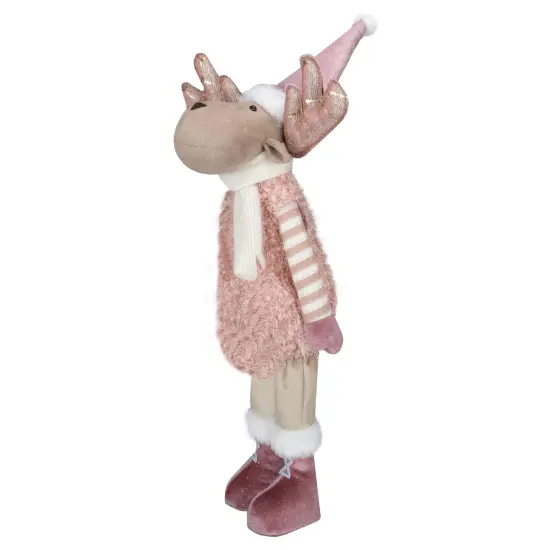 Northlight Standing Boy Moose Christmas Figurine - 26" - Pink and Beige {4}