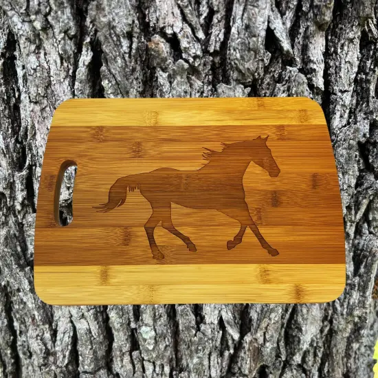 Running Horse Cutting Board 14''x9.5''x.5'' Bamboo {2}