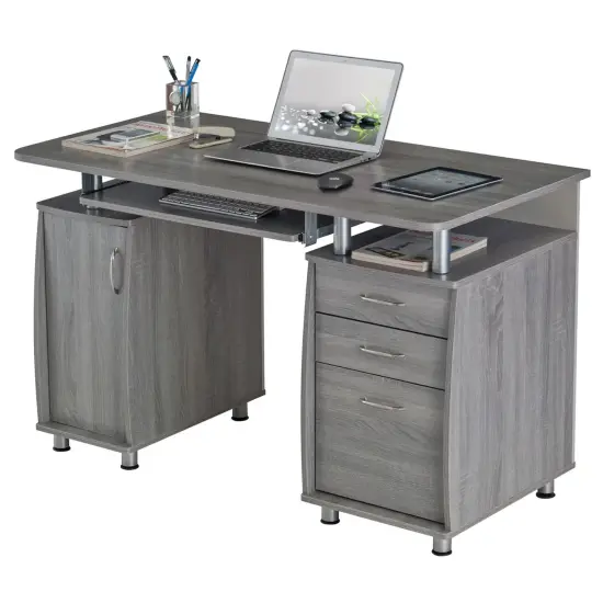 Techni Office Solutions 47.5" Gray Unique Techni Mobili Complete Workstation Computer Desk with Storage {4}