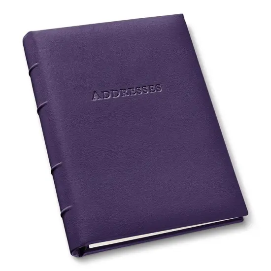 Gallery Leather Large Address Book with Alphabetical Tabs up to 480 records, Leather Notebook Hardcover, Telephone and Address Books - 9x7, Camden Violet {2}