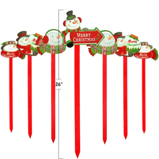 Big Mo's Toys Yard Stakes - Holiday Outdoor Snowman Decorations Lawn Signs For Christmas - 8 Pieces {2}