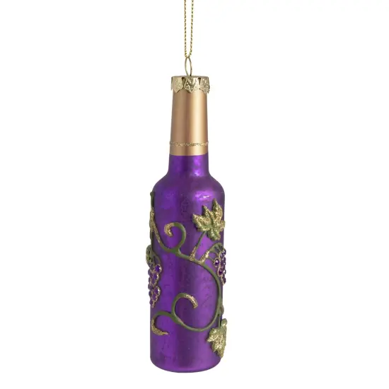 Northlight 6" Purple and Gold Mercury Style Wine Bottle Glass Christmas Ornament {4}