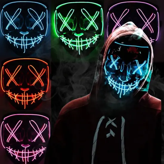 Kitcheniva Halloween Face Mask LED Light Up Party Purge Red {4}