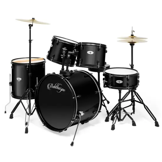 Ashthorpe 5-Piece Complete Full Size Adult Drum Set with Remo Batter Heads {7}