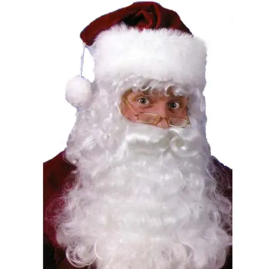 Fun World 8" White Santa Claus Beard Wig and Eyebrows Christmas Unisex Adult Costume Accessory - One Size {3}
