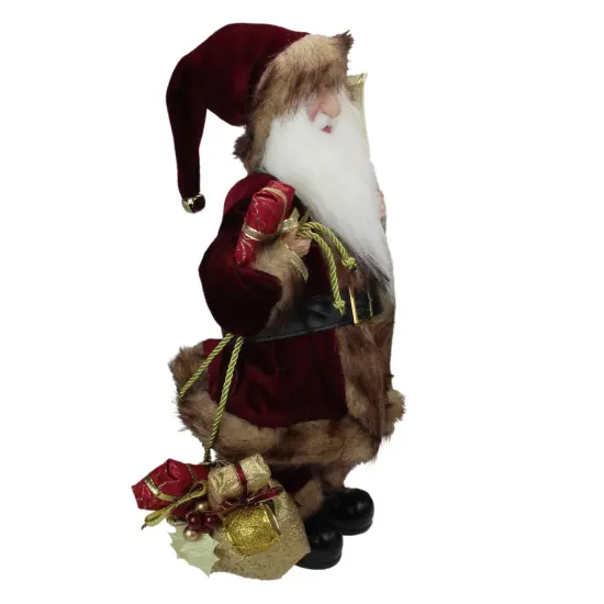 Northlight 18" Burgundy and Brown Santa Claus with Naughty or Nice List Christmas Figure Red {5}