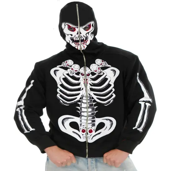 Adult Men's 6-Pack of Skulls Black Hoodie Sweatshirt {1}