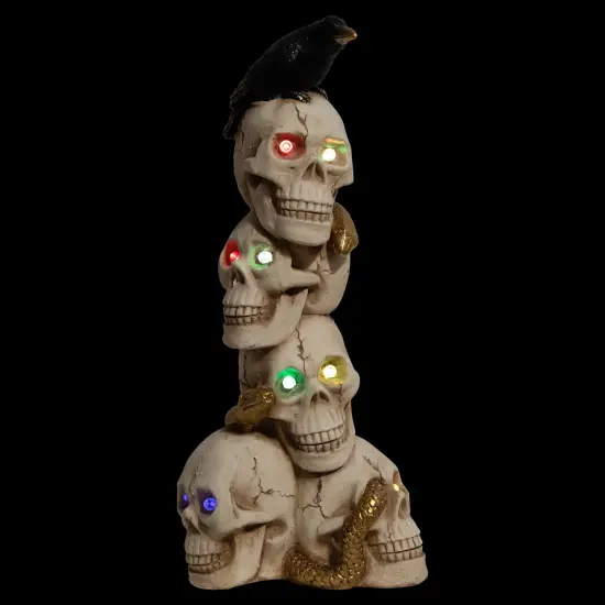 Northlight LED Lighted Skull Tower with Raven and Snake Halloween Decoration - 27.5" - Multicolor Beige {4}