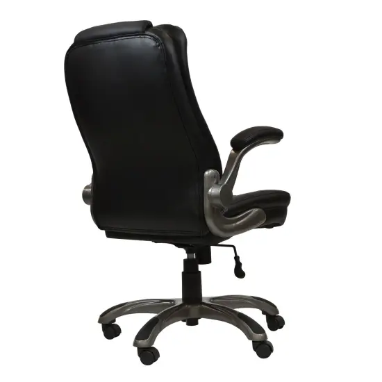 Techni Office Solutions 3.5' Solid Black Medium Back Executive Office Chair with Flip-up Arms {5}